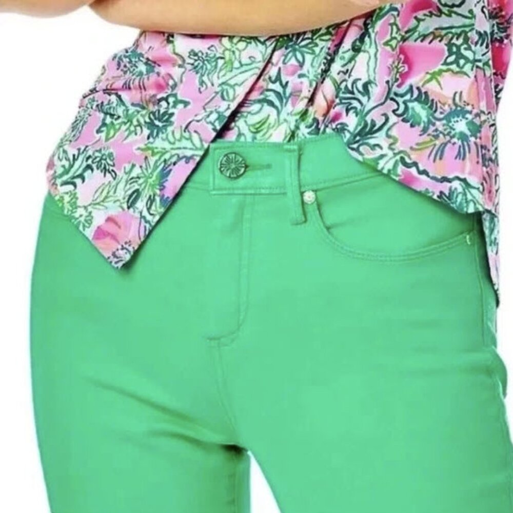 NWT Lilly Pulitzer Eagan High Rise Super Skinny Botanical Green Size 14 - Picture 3 of 6